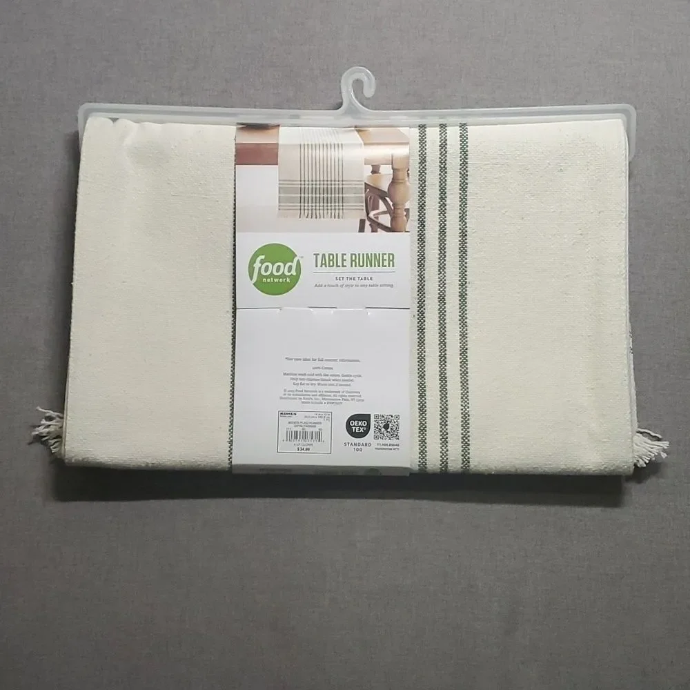 Food Network table runner 14 inches x 72 inches woven plaid runner 100% cotton